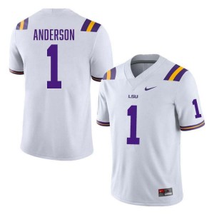 Aaron Anderson LSU College Football Embroidery #1 Men's Jersey - White 301467-688