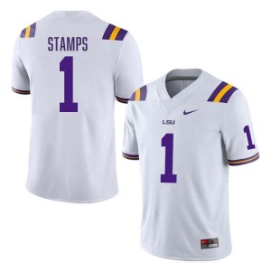 Ashton Stamps Geaux Tigers Mens #1 College Football Embroidery Jersey - White 463307-442
