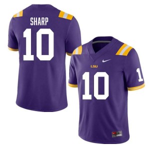 Bauer Sharp LSU Tigers #10 College Football Limited Mens Jersey - Purple 961418-729