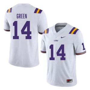 Trey'Dez Green Geaux Tigers College Football #14 Mens Stitched Jersey - White 127067-300