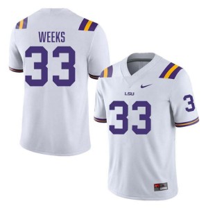 West Weeks LSU 2024-25 #33 Mens College Football Jersey - White 239136-644