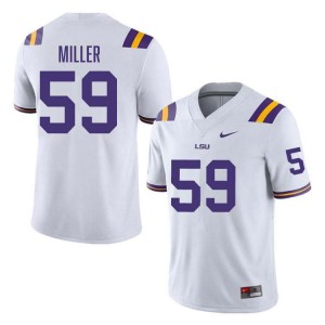 Tyler Miller LSU Mens Official #59 College Football Jersey - White 867354-627