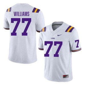 Ory Williams LSU Tigers College Football NCAA Men #77 Jersey - White 333658-588