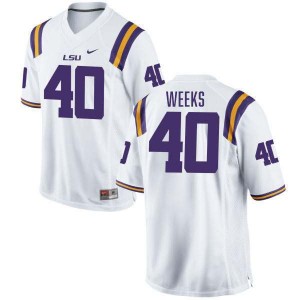 Whit Weeks Tiger Nation Men College Football #40 Stitched Jersey - White 436508-675
