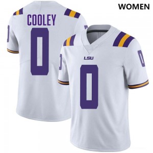 Tamarcus Cooley Tigers College Football Women #0 Stitched Jersey - White 384923-230