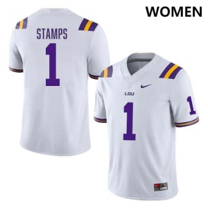 Ashton Stamps Geaux Tigers College Football #1 Alumni Women's Jersey - White 415486-608