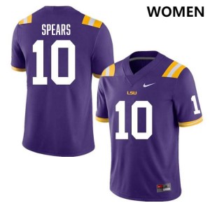 Dashawn Spears LSU College Football Women's Player #10 Jersey - Purple 249073-530