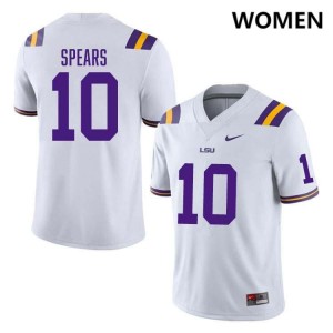 Dashawn Spears Tigers #10 Women's College Football Stitched Jersey - White 262293-988