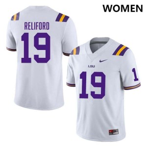 Gabriel Reliford Geaux Tigers Women's Embroidery #19 College Football Jersey - White 230741-831