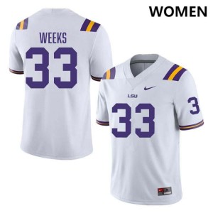 West Weeks LSU College Football Women's Official #33 Jersey - White 298618-747