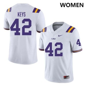 Davhon Keys Geaux Tigers College Football Player #42 Women Jersey - White 576690-301