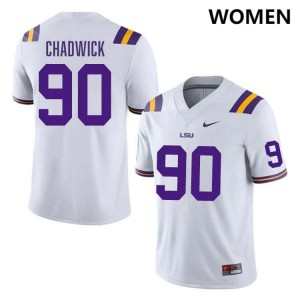 Grant Chadwick Tigers University #90 Womens College Football Jersey - White 483234-690