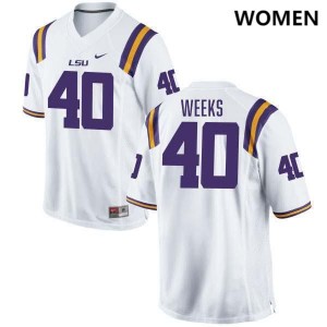 Whit Weeks LSU College Football #40 Game Women's Jersey - White 943263-347