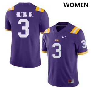 Chris Hilton Jr. Louisiana State Tigers #3 Alumni College Football Women Jersey - Purple 939559-686