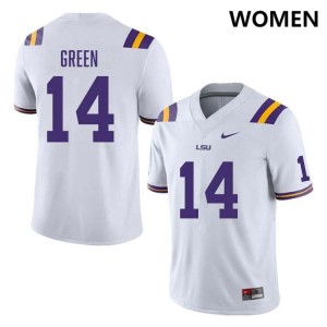 Trey'Dez Green Tigers High School #14 Women's College Football Jersey - White 904733-117