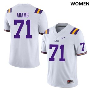 Tyree Adams Tiger Nation University College Football #71 Women's Jersey - White 467255-747