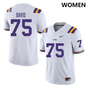 Weston Davis Geaux Tigers Womens #75 Limited College Football Jersey - White 459165-613
