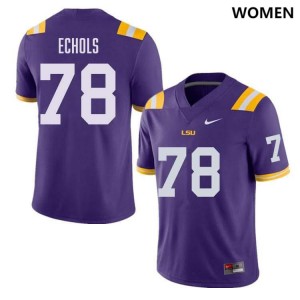 Coen Echols LSU Tigers Embroidery #78 College Football Women's Jersey - Purple 668531-902