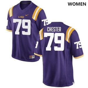 DJ Chester Tiger Nation College Football #79 Women's High School Jersey - Purple 870736-151