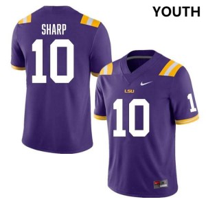 Bauer Sharp Fighting Tigers Youth College Football Stitched #10 Jersey - Purple 225865-203