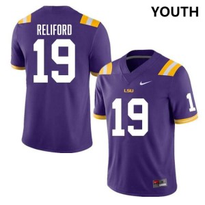 Gabriel Reliford Geaux Tigers Youth #19 2024-25 College Football Jersey - Purple 838040-546
