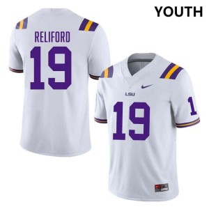 Gabriel Reliford Geaux Tigers #19 Stitched College Football Youth Jersey - White 826634-538