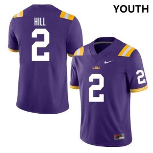 Destyn Hill Geaux Tigers College Football Youth #2 Stitched Jersey - Purple 858312-105