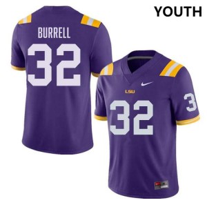 Aeron Burrell Louisiana State Tigers #32 College Football Youth Alumni Jersey - Purple 354275-389
