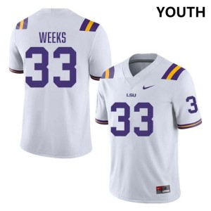 West Weeks Louisiana State Tigers Player #33 Youth College Football Jersey - White 120176-681