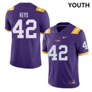 Davhon Keys Tiger Nation #42 College Football Stitched Youth Jersey - Purple 956185-793