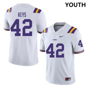 Davhon Keys LSU Tigers #42 College Football University Youth Jersey - White 666409-470