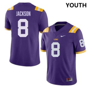 Ja'Keem Jackson Geaux Tigers College Football Youth Player #8 Jersey - Purple 362208-899