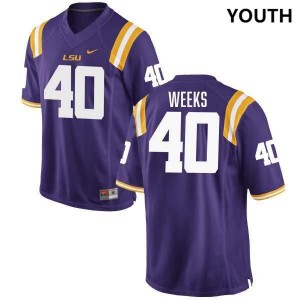 Whit Weeks Geaux Tigers #40 Alumni Youth College Football Jersey - Purple 391407-225