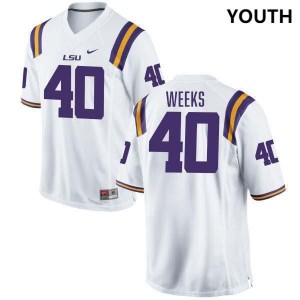 Whit Weeks Geaux Tigers College Football #40 Game Youth Jersey - White 261528-947