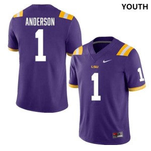Aaron Anderson Geaux Tigers #1 College Football NCAA Youth Jersey - Purple 947968-730