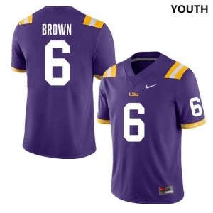 Barion Brown LSU Youth #6 College Football Stitched Jersey - Purple 750159-704