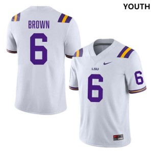 Barion Brown Geaux Tigers Game #6 College Football Youth Jersey - White 477230-466