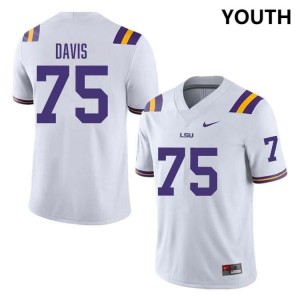 Weston Davis Geaux Tigers #75 Youth Game College Football Jersey - White 826623-883