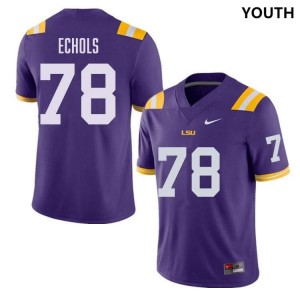 Coen Echols Fighting Tigers #78 College Football Youth Stitched Jersey - Purple 673826-808