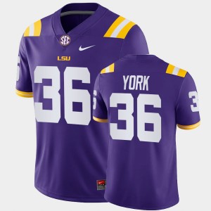 Cade York Geaux Tigers College Football #36 Game Men Jersey - Purple 961015-122