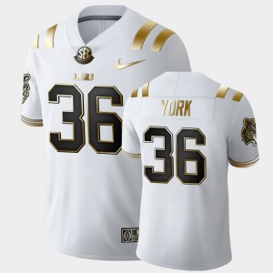 Cade York LSU Limited Football Golden Edition Mens #36 Jersey - White 103223-397