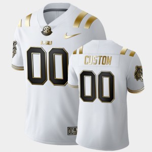 Custom Tiger Nation #00 Limited Football Mens Golden Edition Jersey - White 325234-627