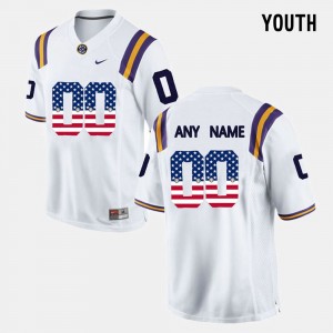 Custom LSU US Flag Fashion Youth #00 Jersey - White 536966-778