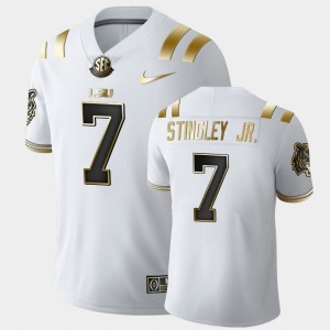 Derek Stingley Jr. Louisiana State Tigers College Football #7 Mens Golden Edition Jersey - White 280442-406