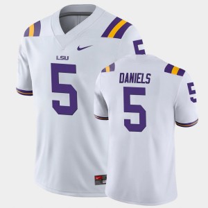 Jayden Daniels Geaux Tigers Mens Game #5 Jersey - White 275871-417
