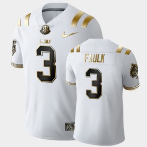 Kevin Faulk Tiger Nation Golden Edition #3 Mens Limited Jersey - White 414917-260