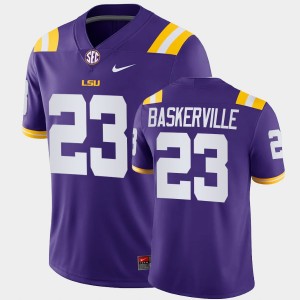 Micah Baskerville Tiger Nation College Football Men's #23 Game Jersey - Purple 540890-256