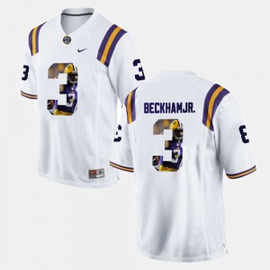 Odell Beckham Jr Fighting Tigers Player Pictorial Men's #3 Jersey - White 603596-287