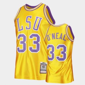 Shaquille O'Neal LSU Authentic #33 1990-91 Throwback Men's Jersey - Gold 998189-232