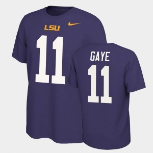 Ali Gaye LSU Tigers #11 Name and Number Name & Number Retro Men's T-Shirt - Purple 594663-574